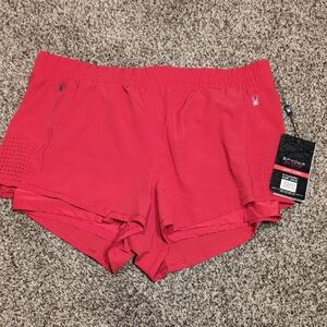 Spyder Women's Red Athletic Shorts Lined Size XL NEW